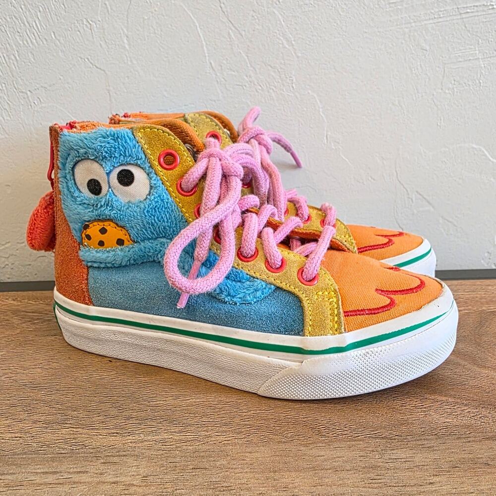 Vans Sesame Street Sk8 Hi Zip Oscar Grouch Kids 11 Plush Colorful Sneakers